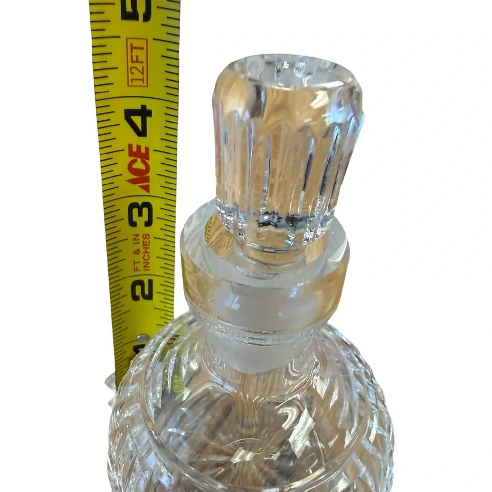 Heavy Cut Crystal Perfume Bottle w/ Long Faceted Stopper Starburst Base